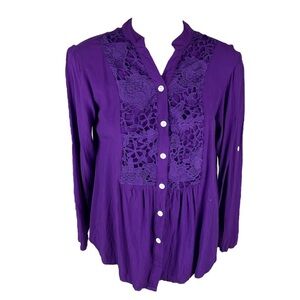 Purple Crochet Detail Blouse